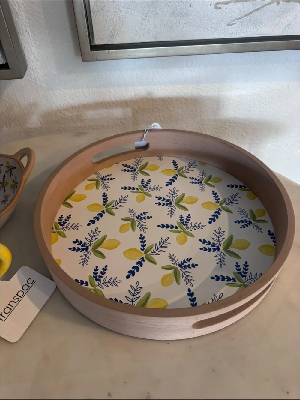 Decorative Lemon & Blue Floral Photo Frame and Dish Set - White
